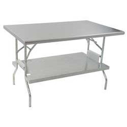 24" x 48" Lok-N-Fold Stainless Steel Table with Removable Stainless Steel Undershelf, 360 Lbs Weight Capacity, #SMS-88-T2448F-USS