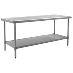 72"W x 24"D 14-gauge/304 Stainless Top Worktable with Marine Counter Edge and 4 Stainless Legs and Undershelf , #SMS-88-T2472SEM