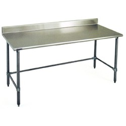 72"W x 24"D 14-gauge/304 Stainless Steel Top Worktable; Backsplash, with 4 Stainless Steel Tubular Legs, #SMS-88-T2472STE-BS