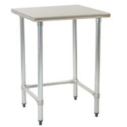 30"W x 30"D 16-gauge/430 Stainless Steel Top Worktable; Flat Top, with 4 Galvanized Tubular Legs, #SMS-88-T3030GTB