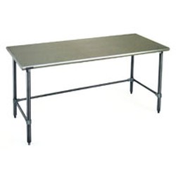 36"W x 30"D 16-gauge/304 Stainless Steel Top Worktable; Flat Top, with 4 Galvanized Tubular Legs, #SMS-88-T3036GTEB