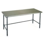 48"W x 30"D 14-gauge/304 Stainless Top Worktable with Marine Counter Edge and 4 Galvanized Tubular Legs, #SMS-88-T3048GTEM