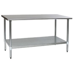 72"W x 30"D 16-gauge/304 Stainless Steel Top Worktable; Flat Top, with 4 Galvanized Legs and Undershelf, #SMS-88-T3072EB