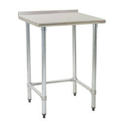 24"W x 24"D 16-gauge/430 Stainless Steel Top Worktable; Rear Upturn, with 4 Galvanized Tubular Legs, #SMS-88-UT2424GTB