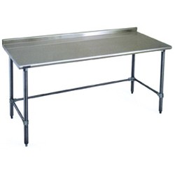 72"W x 24"D 14-gauge/304 Stainless Steel Top Worktable; Rear Upturn, with 4 Galvanized Tubular Legs, #SMS-88-UT2472GTE