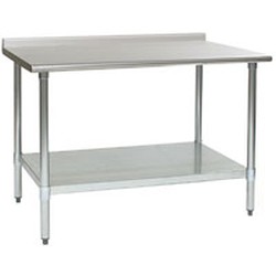 84"W x 24"D 16-gauge/304 Stainless Steel Top Worktable; Rear Upturn, with 4 Galvanized Legs and Adjustable Undershelf, #SMS-88-UT2484EB