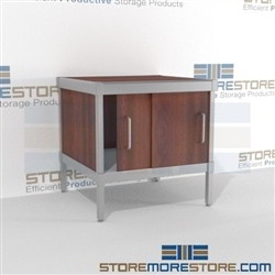 Mail center sort cabinet consoles are a perfect solution for mail processing center strong aluminum framed console with an innovative clean design skirts on 3 sides 3 mail table depths available Let StoreMoreStore help you design your perfect mailroom