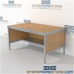 Mail room workbench distribution with half storage shelf is a perfect solution for outgoing mail center long durable life and lots of accessories built from the highest quality materials L Shaped Mail Workstation Specialty tables for your specialty needs