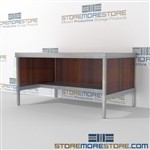 Mail room adjustable consoles with lower half shelf are a perfect solution for interoffice mail stations durable work surface and variety of handles available built from the highest quality materials L Shaped Mail Workstation Mix and match components