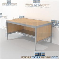Mail center table with lower half shelf is a perfect solution for document processing center durable design with a strong frame and comes in wide range of colors built from the highest quality materials In line workstations Perfect for storing mail tubs