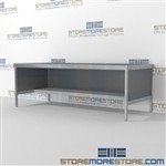 Increase employee efficiency with mail services adjustable consoles with half storage shelf durable design with a structural frame with an innovative clean design ergonomic design for comfort and efficiency Over 1200 Mail tables available Hamilton Sorter