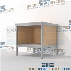 Mail room sort table with full shelf is a perfect solution for incoming mail center all aluminum structural framework and comes in wide selection of finishes skirts on 3 sides Full line for corporate mailroom Specialty tables for your specialty needs