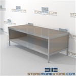 Mailroom adjustable bench with storage shelf is a perfect solution for internal post offices built for endurance with an innovative clean design wheels are available on all aluminum framed consoles L Shaped Mail Workstation Perfect for storing mail tubs