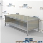 Improve your company mail flow with mailroom adjustable distribution consoles with storage shelf built for endurance and variety of handles available quality construction Over 1200 Mail tables available Doors to keep supplies, boxes and binders hidden