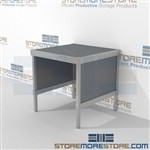 Mail adjustable desk is a perfect solution for internal post offices built for endurance with an innovative clean design wheels are available on all aluminum framed consoles Extremely large number of configurations Easily store sorting tubs underneath