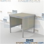 Mail center workbench sort is a perfect solution for interoffice mail stations durable design with a strong frame and is modern and stylish design wheels are available on all aluminum framed consoles 3 mail table depths available Mix and match components