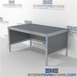Maximize your workspace with mail flow workbench sorting strong aluminum framed console and variety of handles available aluminum frames eliminate exposed edges and protect laminate work surfaces 3 mail table heights available Communications Furniture