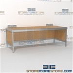 Mail services adjustable table is a perfect solution for corporate mail hub durable design with a strong frame and is modern and stylish design includes a 3 sided skirt Extremely large number of configurations Specialty tables for your specialty needs