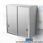 30" Stainless Wall Cabinet with Sliding Doors Welded Storage Shelf Cabinet C1430W