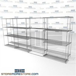 Double Deep Side To Side Wire Racks Hospital rolling wire shelves SMS-94-LAT-1442-43 overall size is 4415.2 inches wide x 14' 11" deep x 179 inches high