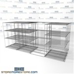 Quad Deep Gliding Wire Shelving back and forth material handling shelves SMS-94-LAT-1442-43-Q overall size is 11674.8 inches wide x 14' 11" deep x 179 inches high