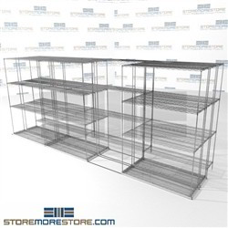 Three Deep Gliding Wire Racking carton film shelves moving carrage on wheels SMS-94-LAT-1448-43-T overall size is 8328.4 inches wide x 16' 11" deep x 203 inches high