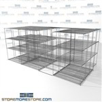 Four Deep Lateral Wire Shelving refrigerator shelves zinc wire racks on tracks SMS-94-LAT-1848-43-Q overall size is 12332.5 inches wide x 16' 11" deep x 203 inches high