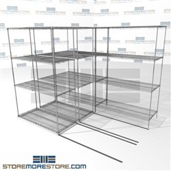 3 Deep Gliding Wire Shelves wire moving shelving racks on tracks SMS-94-LAT-2148-21-T overall size is 3811.4 inches wide x 8' 6" deep x 102 inches high