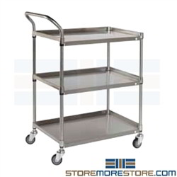 Stainless Shelf Cart Three Level Pushcart Tarrison BC1836S