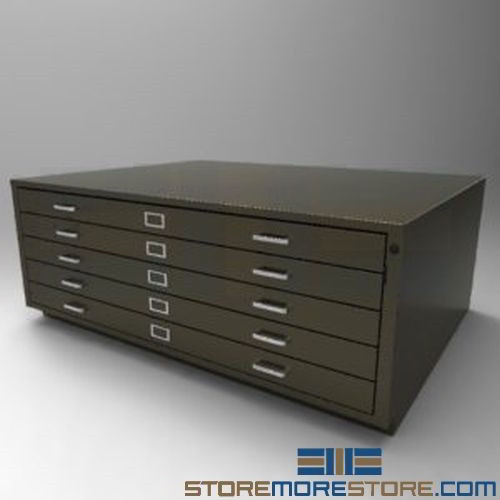Extra Wide Flat File Storage Cabinet Plan Drawings Maps Historical Art  Photos