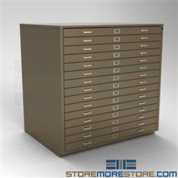 Extra Wide Flat File Storage Cabinet Plan Drawings Maps Historical Art  Photos