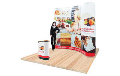 8ft Tension Fabric Display - Slim Wave with graphic package