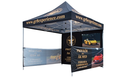 Buy Heavy duty steel tent with custom print for only $495.   Order today!