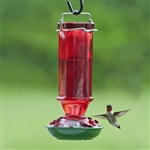 Vintage Red Glass Hummingbird Feeder, 16 oz