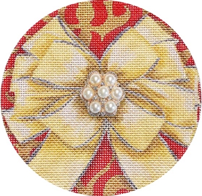 CO-20c Gold Bow Christmas Ball w/ Jewel