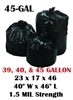 45 Gallon Trash Bags 45 Gal Garbage Bags Can Liners - 23 x 17 x 46 - 40"W x 46L" 1.5-MIL Gauge BLACK 100