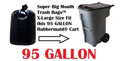 95 Gallon Garbage Bags Super Big Mouth Trash Bags X-Large Industrial 95 GAL Garbage Bags XL Can Liners Extra Large