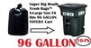 96 Gallon Trash Bags Super Big Mouth Trash Bags X-Large Industrial 96 GAL Garbage Bags XL Can Liners Extra Large