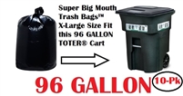 96 Gallon Trash Bags Super Big Mouth Trash Bags X-Large Industrial 96 GAL Garbage Bags XL Can Liners Extra Large