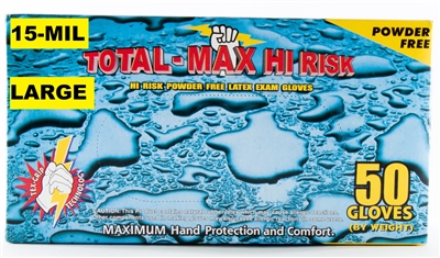 Emerald Gloves TOTAL-MAX Model 4601 Hi Risk Emergency, Police, EMT, Powder Free Latex Exam Gloves Size LARGE - 2 x 50ct