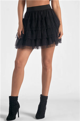 Women's black mini tulle skirt