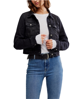 Free People Rumors Denim Jacket Black