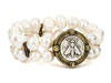 French Kande 7 3/4 stretch bracelet with 11 mm white freshwater pearls