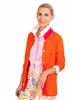 Women's long sleeve button from cardigan sweater with 9 inch side slits.
