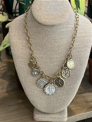 Women's 18 inch gold coin necklace.