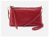 Women's leather crossbody handbag with top zip closure in claret red from HOBO handbags.