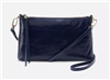 Women's polished nightshade blue leather crossbody handbag with top zip closure from HOBO handbags.