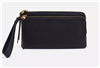 Women's black leather wristlet