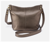 Women's pewter pebble leather crossbody handbag.