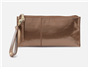 Ladies top zip leather wristlet clutch in bronze patent leather from HOBO Bags.